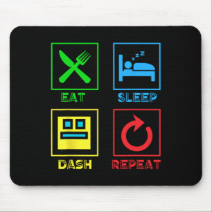 Alfombrilla De Ratón Comer Sleep Dash Repetir videojuego Geometría Vide