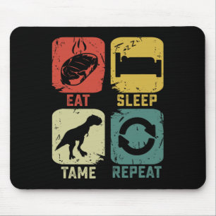 Alfombrilla De Ratón Comer Sleep Tame Repetir Dinosaurio Gaming Geek Fu