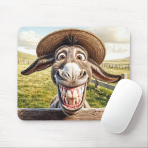Alfombrilla De Ratón Cómico burro con Gorra de paja