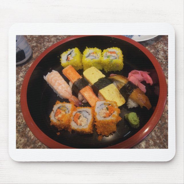 Alfombrilla De Ratón Comida en bruto de sushi comida japonesa deliciosa (Frente)
