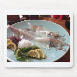 Alfombrilla De Ratón Comida japonesa de sashimi de calamar que sirve al