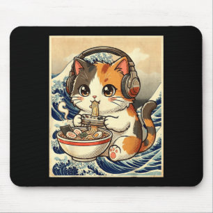 Alfombrilla De Ratón Comida Ramen Gato Anime Jugador Arte Japonés Retro