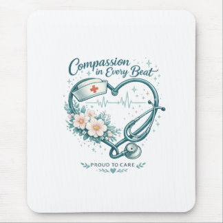 Alfombrilla De Ratón Compasión en Cada Latido Diseño de Corazón de Enfe