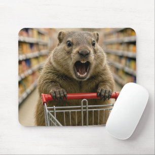 Alfombrilla De Ratón Comprador de supermercado marmota enojada