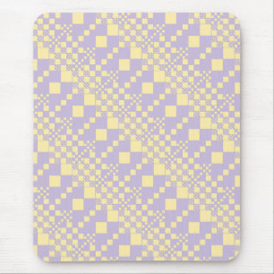 Alfombrilla De Ratón Comprobados, cheques - amarillo y púrpura pastel