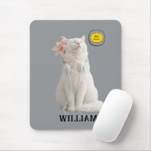 Alfombrilla De Ratón COMPRUEBA MEO Gato Blanco con Auriculares – Person