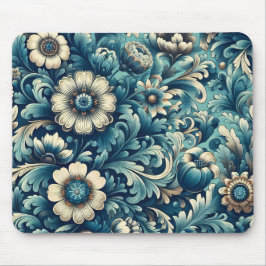 Alfombrilla de ratón con estampado floral azul