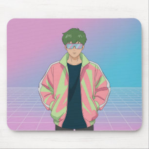 Alfombrilla de ratón con estética retro de anime d