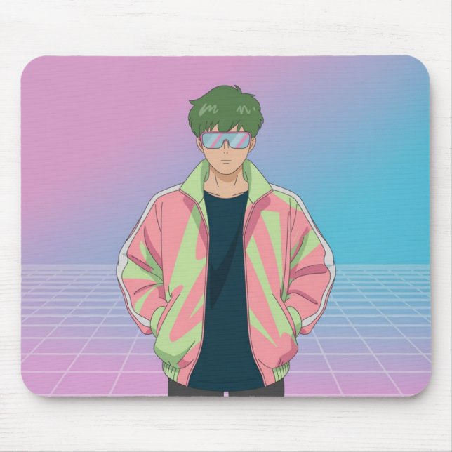 Alfombrilla de ratón con estética retro de anime d (Frente)