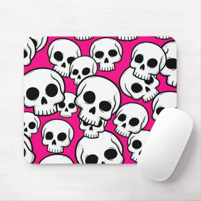 Alfombrilla de ratón con patrón de calavera rosa (Con ratón)