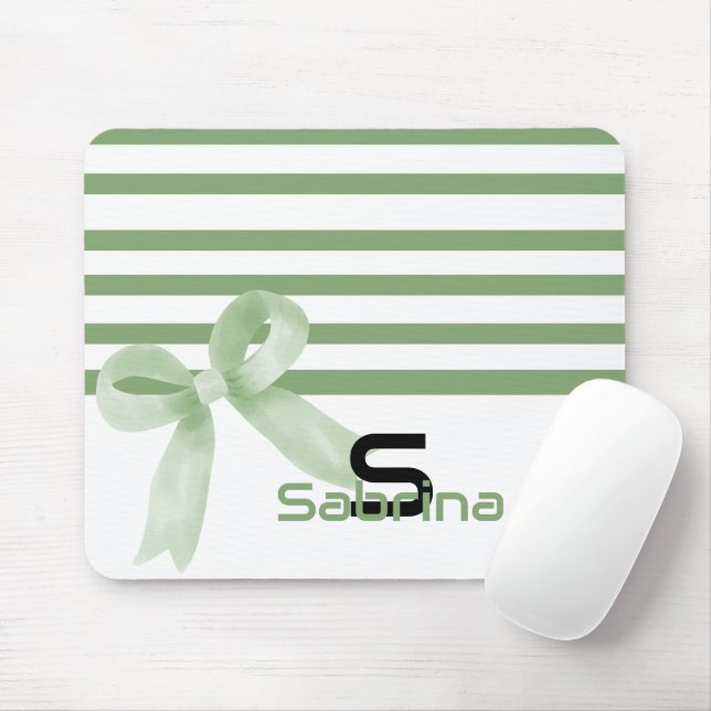 Alfombrilla de ratón con rayas de lazo verde acuar (Con ratón)