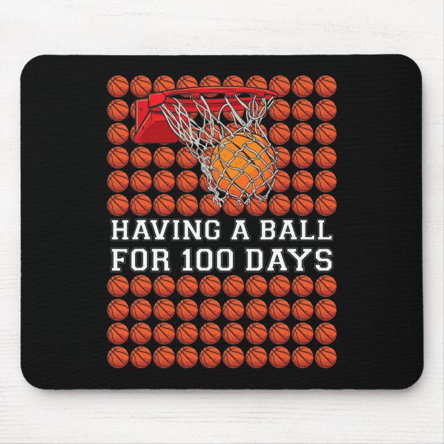 Alfombrilla De Ratón Con Una Pelota 100 Días, Niños De Baloncesto Más I (Frente)