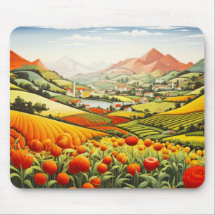Alfombrilla De Ratón Concepto de campo Resumen Arte de paisajes colorid