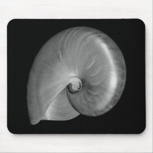 Alfombrilla De Ratón Concha de Nautilus en Blanco y Negro