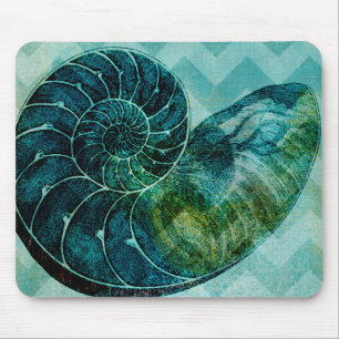 Alfombrilla De Ratón Concha espiral turquesa