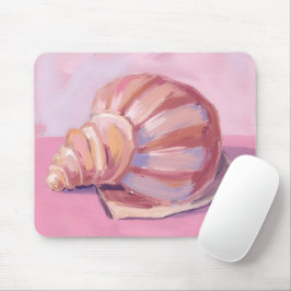 Alfombrilla De Ratón Concha marina rosa | Pintura en acuarela de agua o