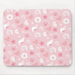 Alfombrilla De Ratón Conchas de mar y coral de color rosa pastel sin co