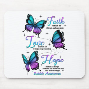 Alfombrilla De Ratón Conciencia de suicidio mariposa Fe Amor Esperanza