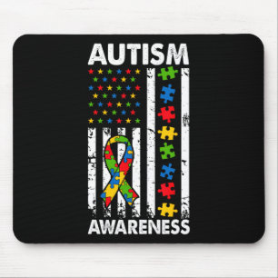 Alfombrilla De Ratón Conciencia sobre el autismo Bandera estadounidense