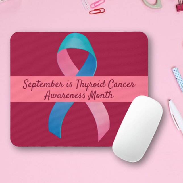Alfombrilla De Ratón Conciencia sobre el cáncer tiroideo Azul, Rosa, Ve (Subido por el creador)
