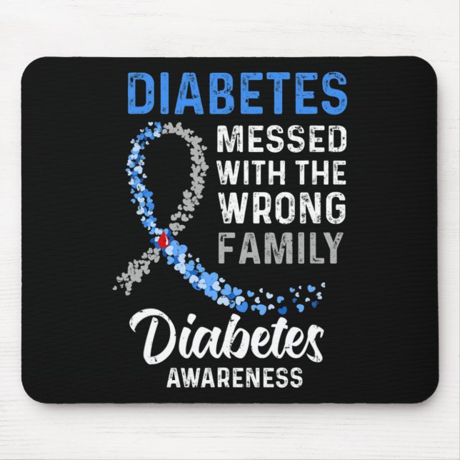 Alfombrilla De Ratón Conciencia sobre la diabetes con la familia equivo (Frente)