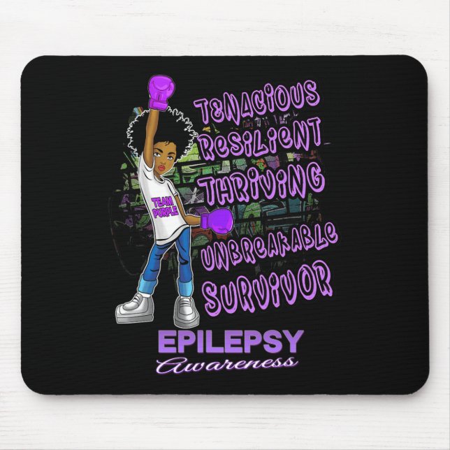 Alfombrilla De Ratón Conciencia sobre la epilepsia Melanin Mujeres negr (Frente)