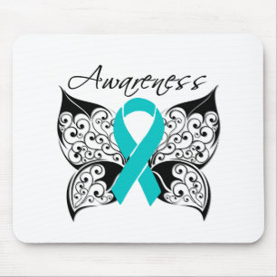 Alfombrilla De Ratón Conciencia sobre las mariposas tatuadas - Cáncer o