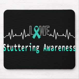 Alfombrilla De Ratón Concienciación de Stutter Love Heartbeat Support V