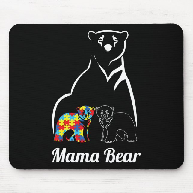 Alfombrilla De Ratón Concienciación sobre autismo de mamá oso niño auti (Frente)