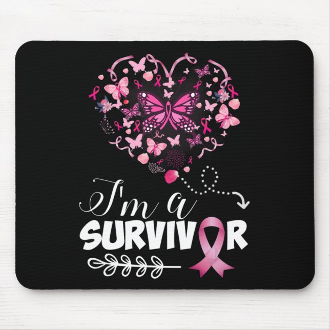 Alfombrilla De Ratón Concienciación sobre el cáncer de mama Mariposa ro (Frente)