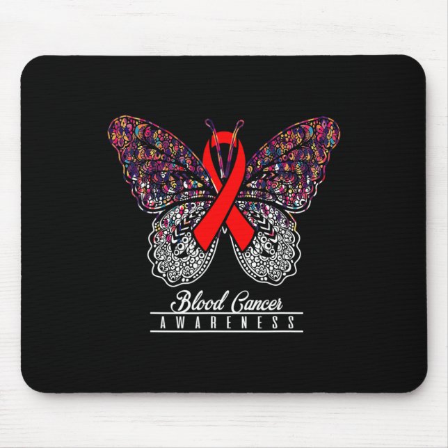 Alfombrilla De Ratón Concienciación sobre el cáncer de sangre Butterfly (Frente)
