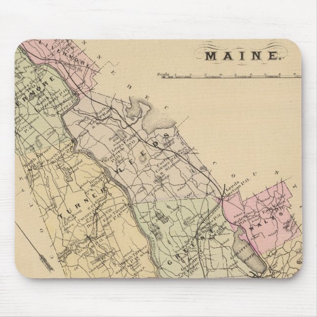 Alfombrilla De Ratón Condado de Androscoggin, Mapa Maine (Frente)