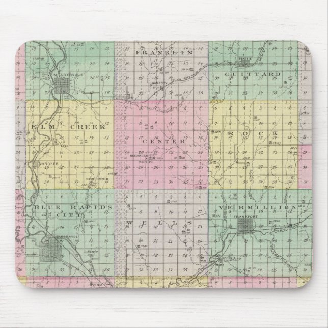 Alfombrilla De Ratón Condado de Marshall e Irving, Kansas (Frente)