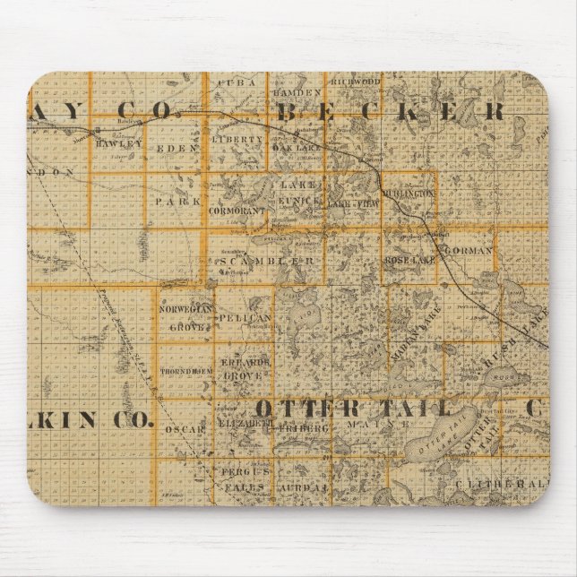 Alfombrilla De Ratón Condados de Clay, Wilkin, Becker, Minnesota (Frente)