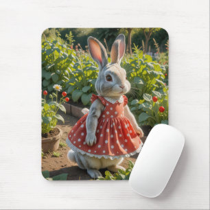 Alfombrilla De Ratón Conejito con vestido en un jardín de tomates