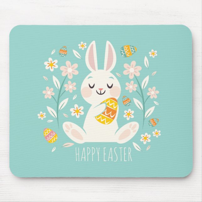 Alfombrilla De Ratón Conejito de pascua feliz elegante el | Mousepad (Frente)
