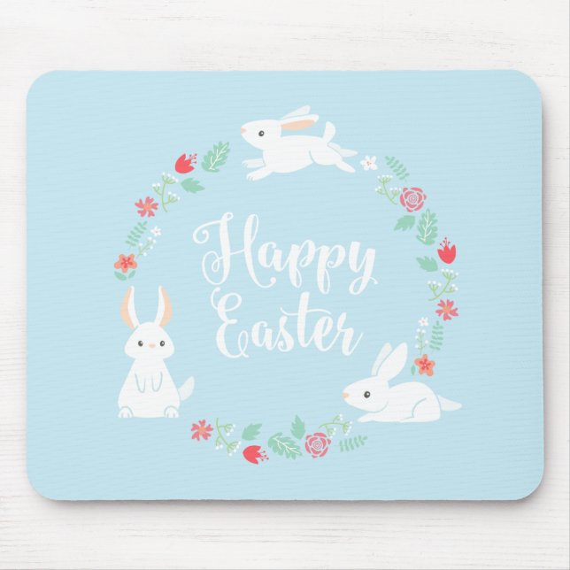 Alfombrilla De Ratón Conejito de pascua floral elegante el | Mousepad (Frente)