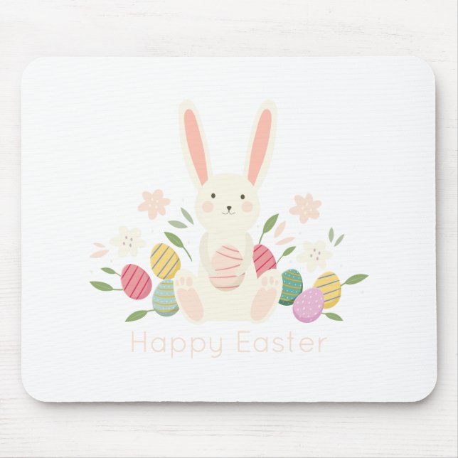Alfombrilla De Ratón Conejito de pascua floral simple el | Mousepad (Frente)