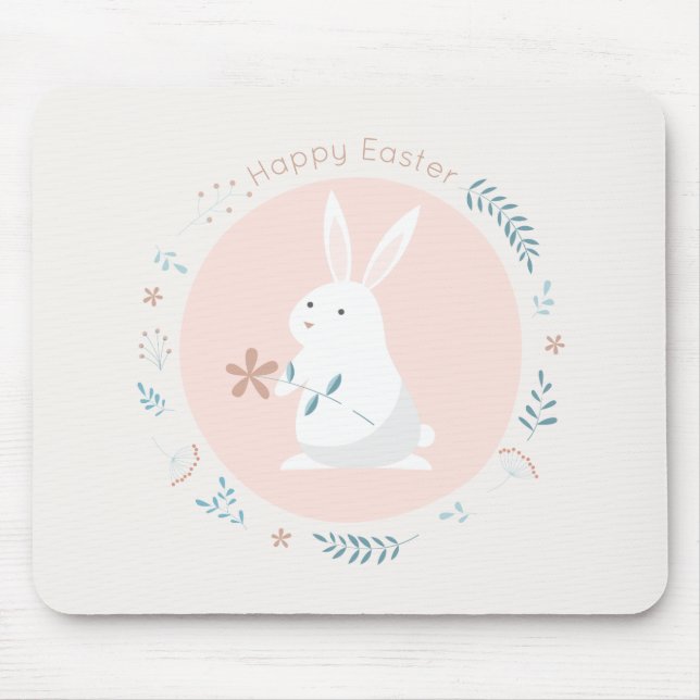 Alfombrilla De Ratón Conejito de pascua floral simple el | Mousepad (Frente)