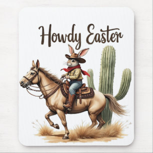 Alfombrilla De Ratón Conejito de Pascua montando un vaquero de caballo