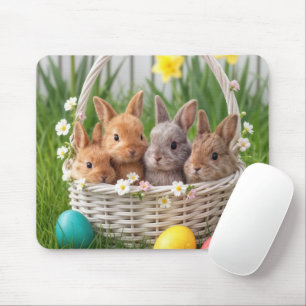 Alfombrilla De Ratón Conejitos de Pascua en una cesta