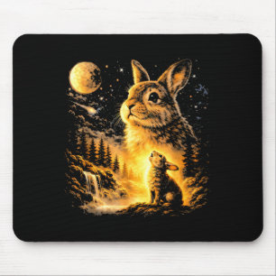 Alfombrilla De Ratón Conejo aullando a la luna vintage animal 90s