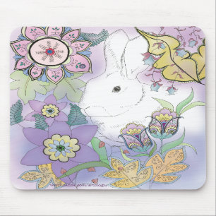 Alfombrilla De Ratón Conejo blanco, mousepad violeta del jardín