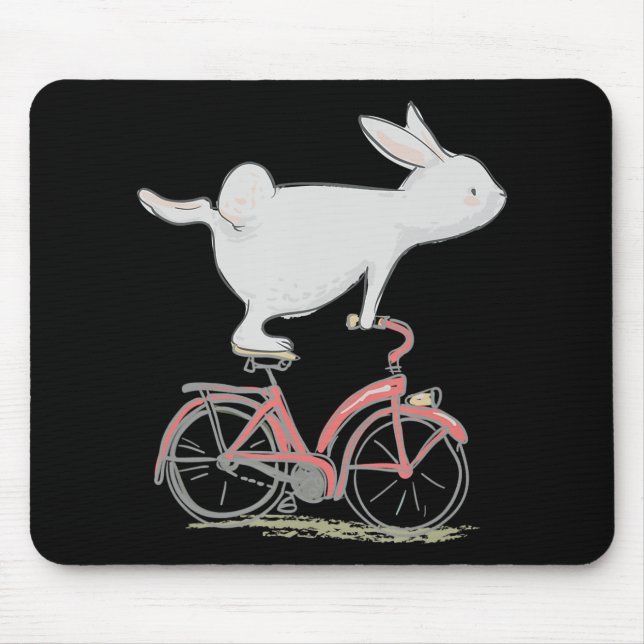 Alfombrilla De Ratón Conejo conejo conejo en bicicleta (Frente)