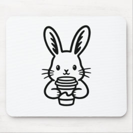 Alfombrilla De Ratón Conejo curioso con taza de café
