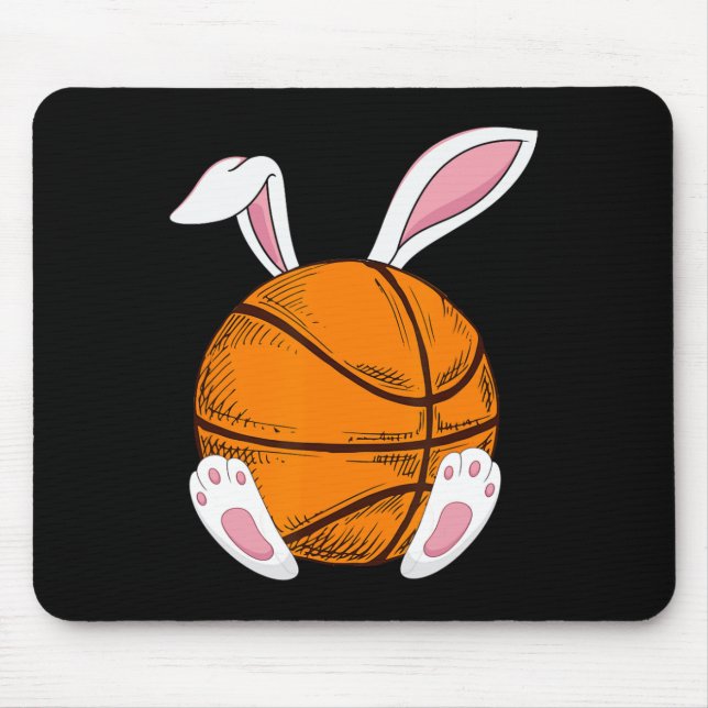 Alfombrilla De Ratón Conejo de baloncesto de Pascua Conejo Conejo Feliz (Frente)