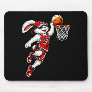 Alfombrilla De Ratón Conejo de baloncesto Pascua divertido conejo de du