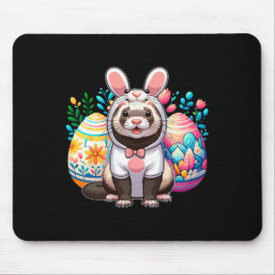 Alfombrilla De Ratón Conejo de Pascua Disfrazado de Hurón Cazando Huevo