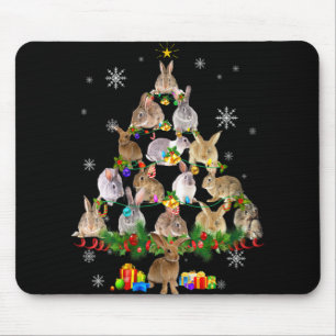 Alfombrilla De Ratón Conejo divertido de Navidad árbol de Navidad nieve