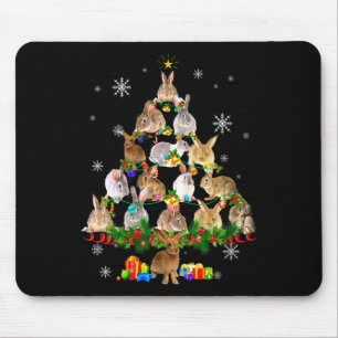 Alfombrilla De Ratón Conejo divertido de Navidad de mujer árbol de Navi